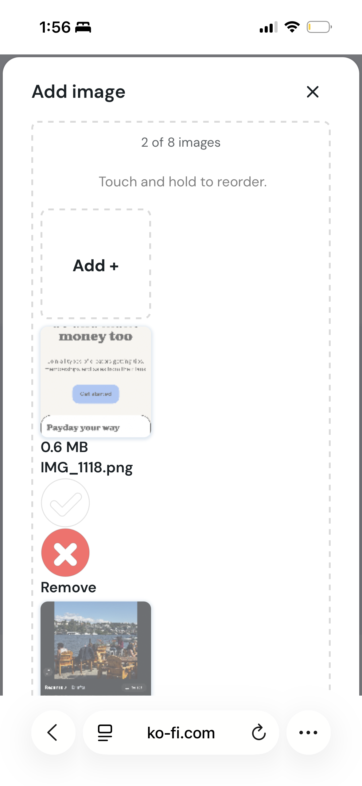 Ko-fi submission flow screenshot 2