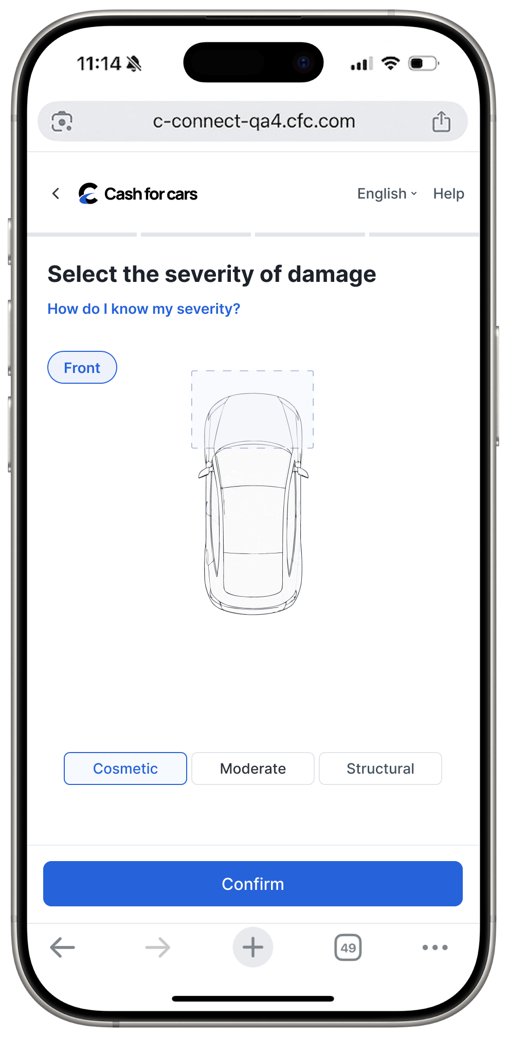 Select the severity of damage by area