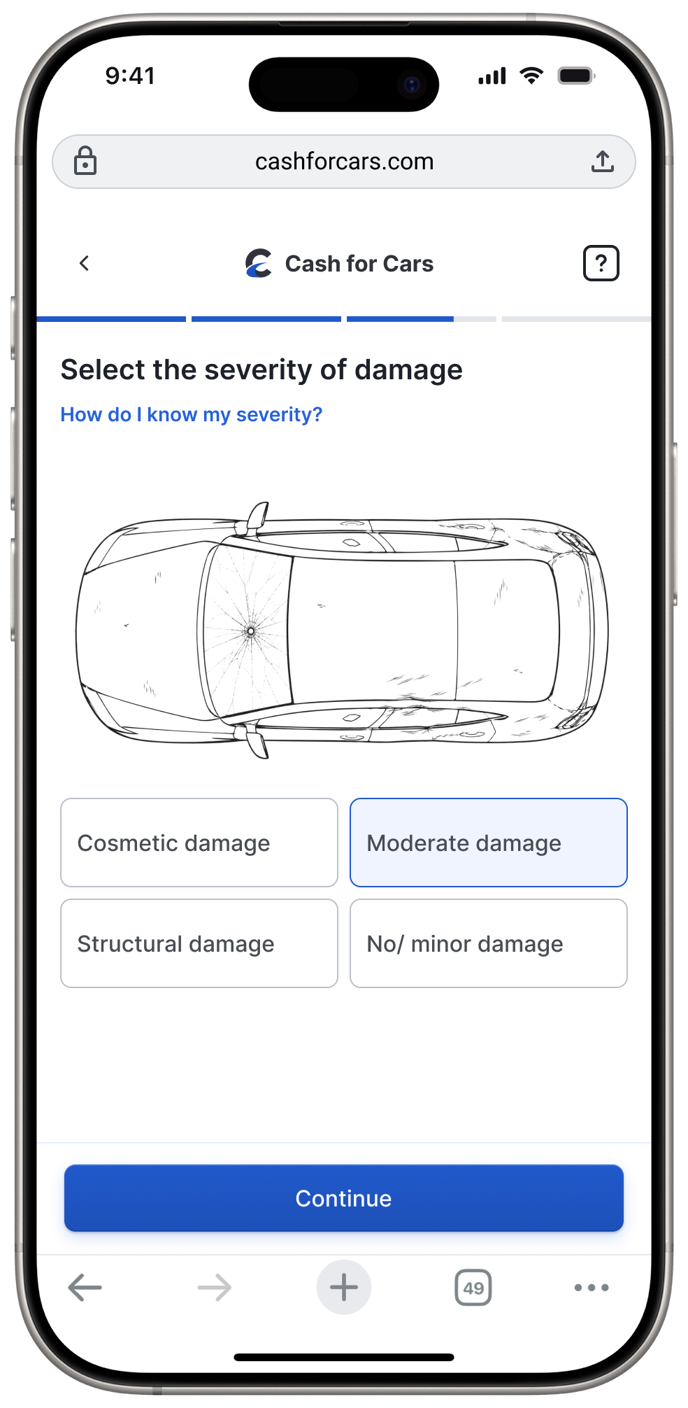 Select the severity of damage